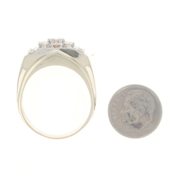 Yellow Gold Diamond Men\'s Ring - 10k Round Brilliant 2.20ctw Cluster
